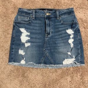Distressed denim skirt